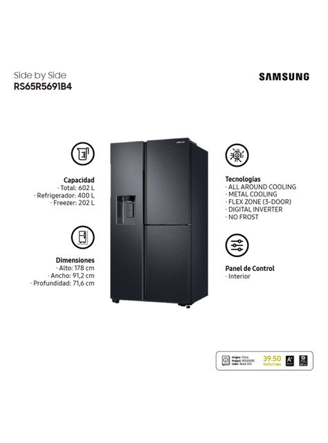 Refrigerador Side By Side No Frost 602 Litros RS65R5691B4/ZS-6