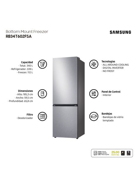 Refrigerador Bottom Mount de 340 Litros con All Around Cooling-8