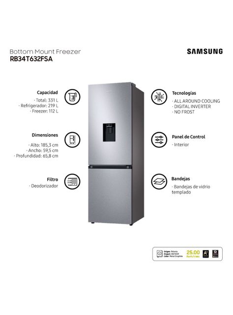 Refrigerador Bottom Mount No Frost 331 Litros con All Around Cooling-8