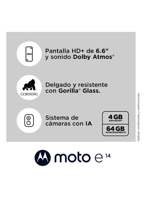 Smartphone Moto E14 64GB 6.6" Gris Liberado-4