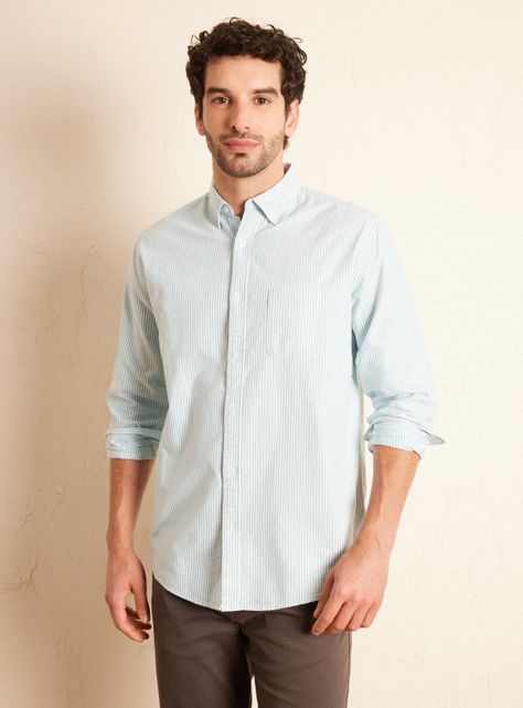 Camisa Manga Larga Semi Oxford Rayas-0