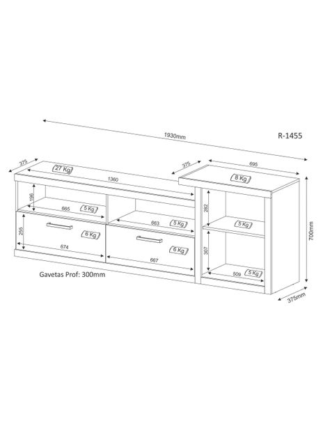 Rack Tecnomobili TV 55" Asimétrico-1