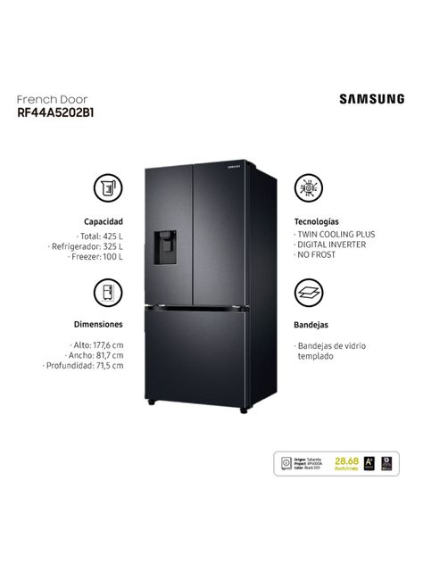 Refrigerador French Door No Frost 425 Litros RF44A5202B1/ZS-5