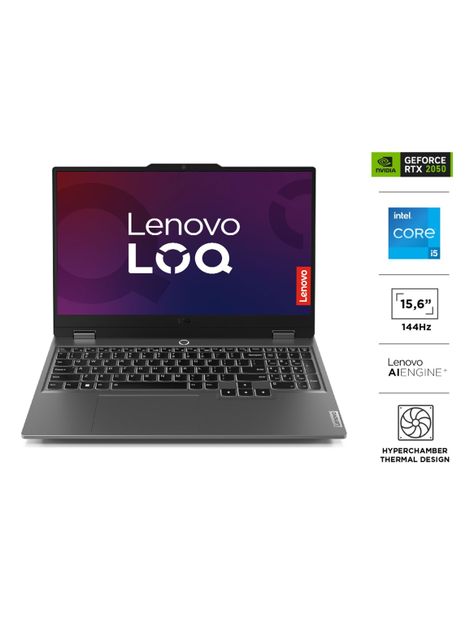 Notebook Gamer LOQ Intel Core i5 HX NVIDIA RTX 2050 8GB RAM 512GB SSD 15.6" FHD 144Hz G-Sync-2