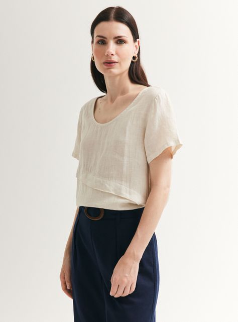 Blusa de Lino con Detalle Vuelos-0