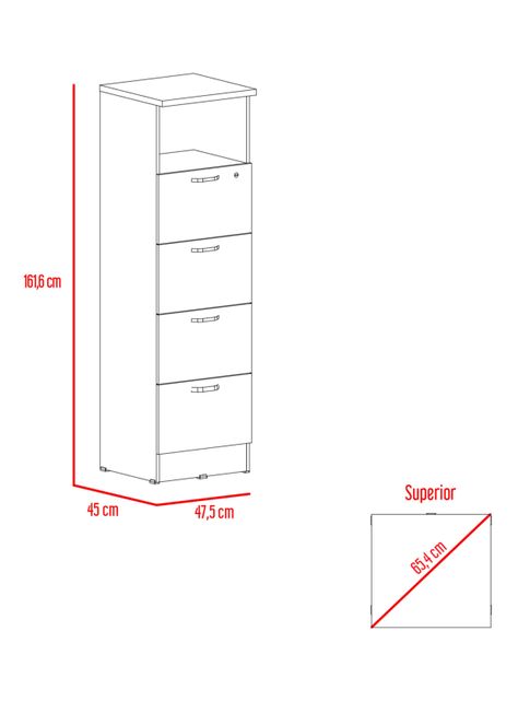 Archivador 4 Cajones Alto + 1 Repisa Home Office-2