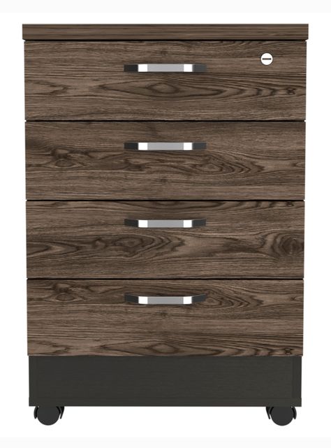 Archivador 4 Cajones Bajo Home Office Negro Soft-Coñac-3