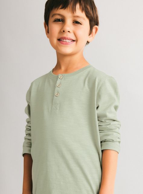 Polera Diseño Liso Henley Botones-1