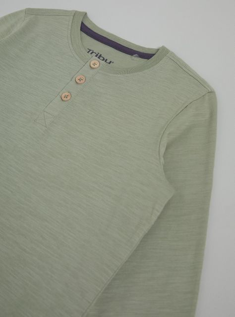 Polera Diseño Liso Henley Botones-4