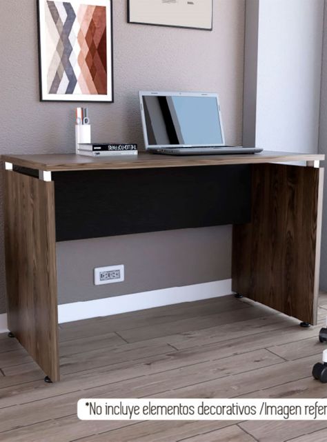 Mesa Escritorio M-120 Home Office Negro Soft-Coñac-0