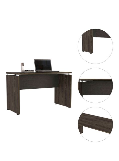 Mesa Escritorio M-120 Home Office Negro Soft-Coñac-5