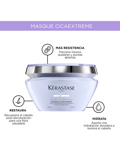 Máscara Reparación Profunda Cabello Rubio O Decolorado Masque Cicaextreme Blond Absolu 200ml-3