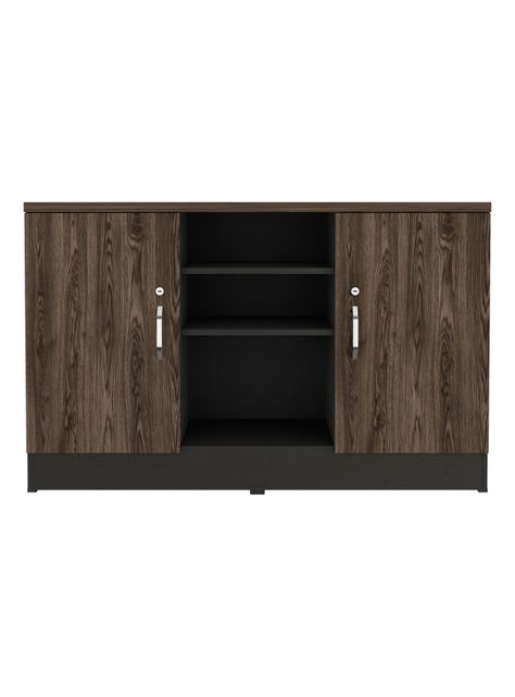 Gabinete 2 Puertas Home Office Negro Soft-Coñac-3