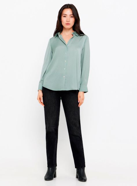 Camisa Satinada Color Liso-3