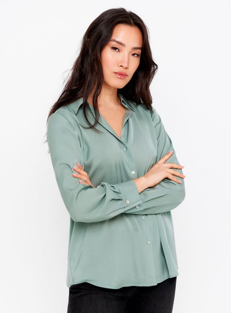 Camisa Satinada Color Liso-0