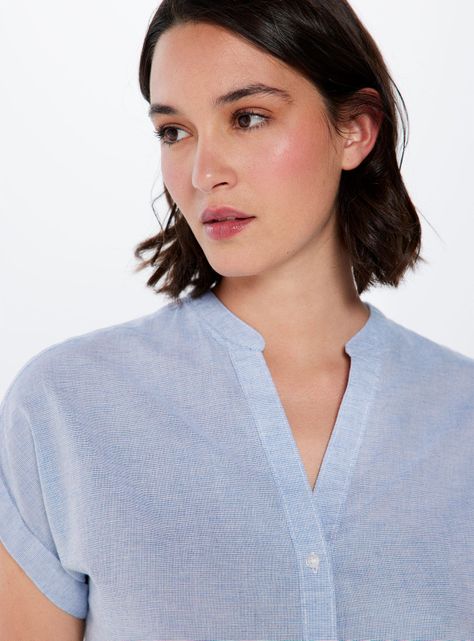 Blusa Básica Cuello Mao Algodón-1