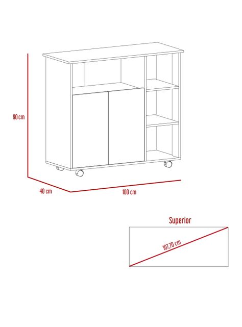 Mesón de Cocina Bicolor Blanco-Duna 2P 4R-2