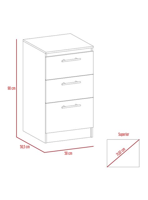 Mueble Inferior 3 Gaveteros Manchester Wengue-2