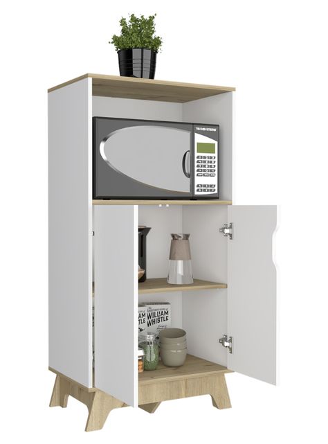 Mueble de Microondas Bajo Bi-Color Blanco-Duna-3