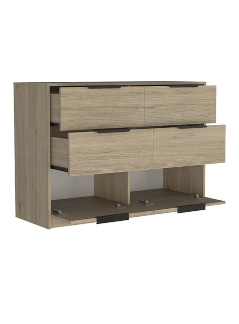 Cómoda Kaia 4 Cajones 2 Puertas Caramelo-Wengue-2