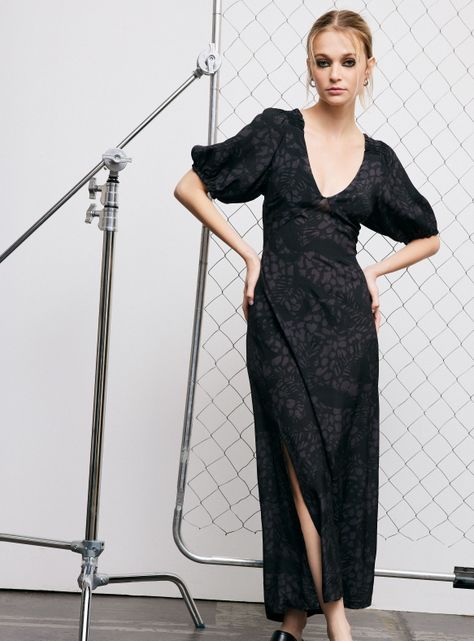 Vestido Manga Abullonada con Full Print-0