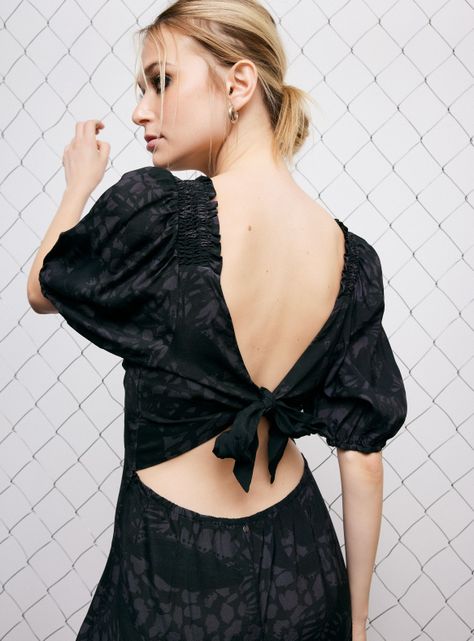 Vestido Manga Abullonada con Full Print-3