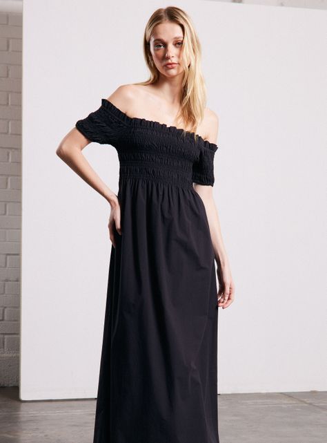 Vestido Bardot Manga Corta con Panal-0