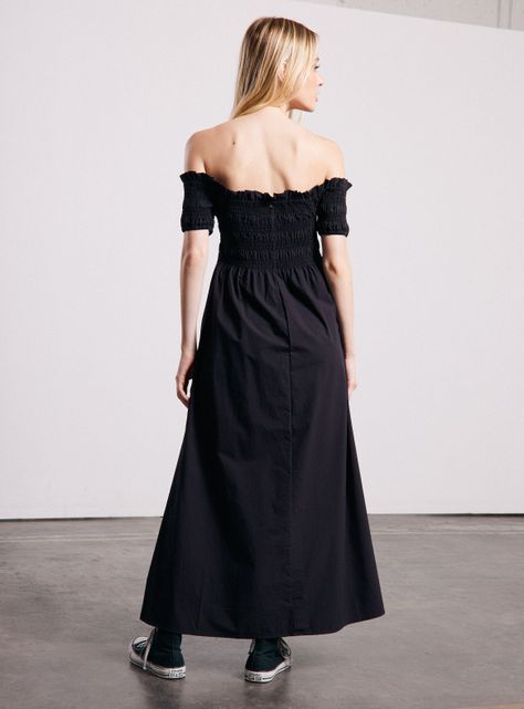 Vestido Bardot Manga Corta con Panal-5