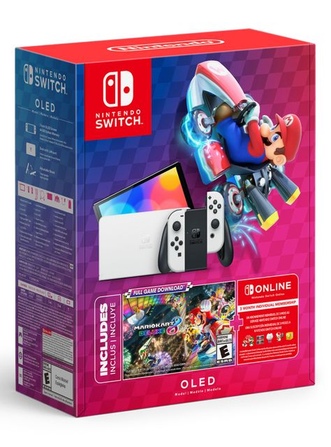 Consola Nintendo Switch Oled White + Mario Kart 8 Deluxe-0