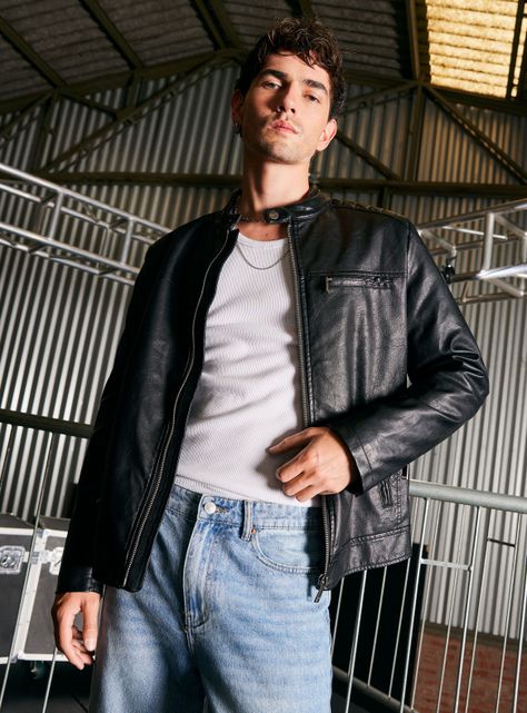 Chaqueta Modelo Biker Ecocuero Regular-0