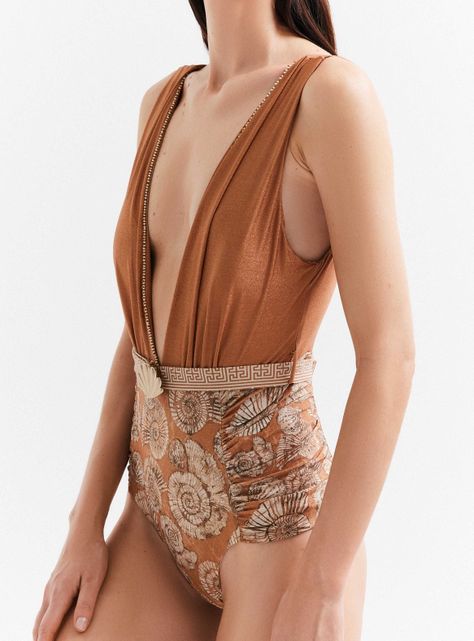 Traje de Baño Estampado Metalizado con Cinturón-2