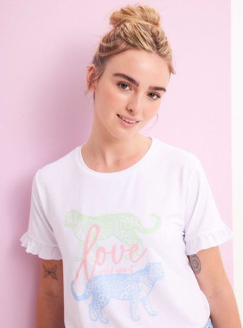 Polera Pijama Estampada con Vuelos en Mangas-2