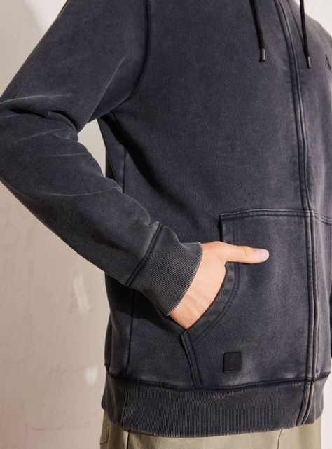 Polerón Hoody Full Zipper Acid Wash-3