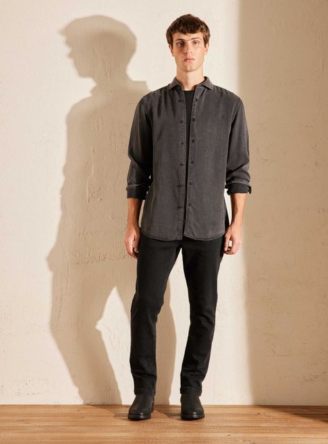 Camisa Denim Tencel Cuello Italiano-4