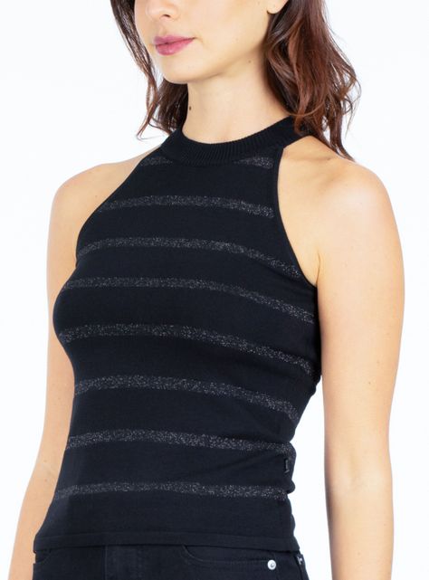 Polera sin Mangas Básica Cuello Halter Stripes-2