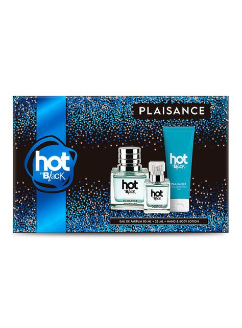 Set Perfume Hot In Black EDP Mujer 80 ml + 25 ml + Hand and Body Lotion-0