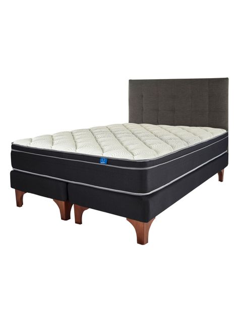 Cama Europea Nine 2 Plazas Base Dividida + Respaldo Design Grafito-0