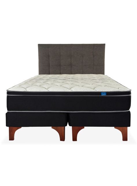 Cama Europea Nine 2 Plazas Base Dividida + Respaldo Design Grafito-1