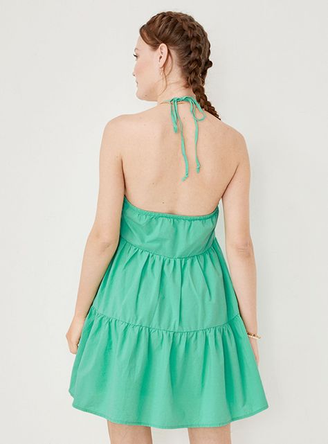 Vestido Mini High-Neck Poplin Halter-1