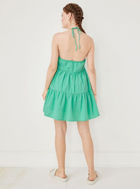 Vestido Mini High-Neck Poplin Halter-3