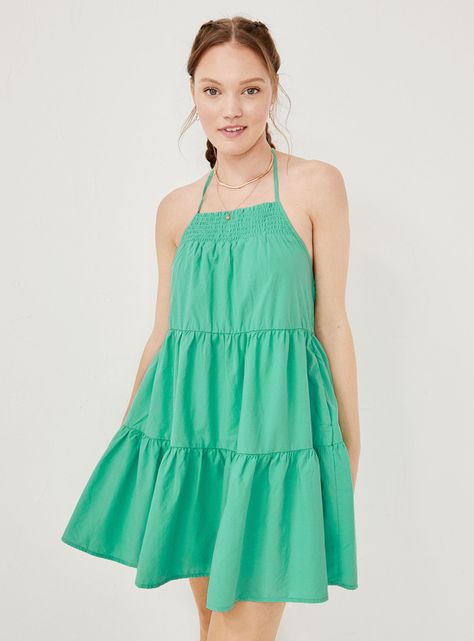Vestido Mini High-Neck Poplin Halter-0