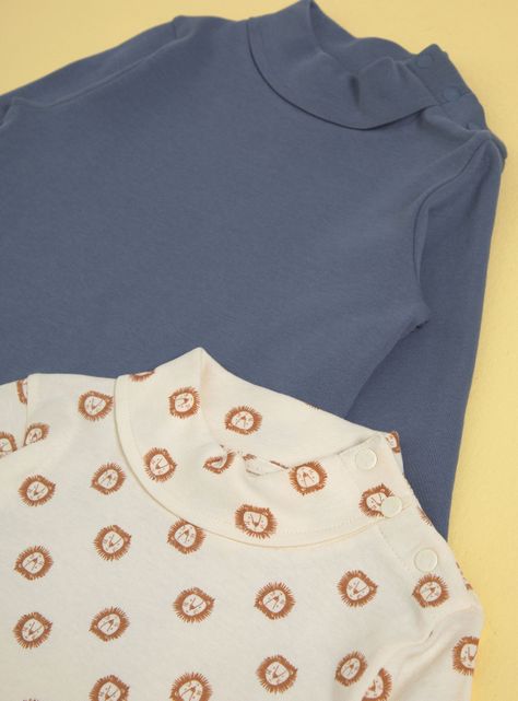 Polera Manga Larga Bipack Uno Liso y Otro Estampado-2