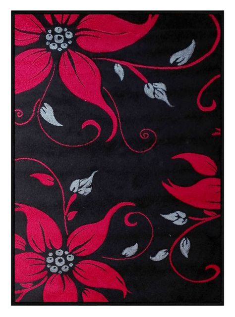 Alfombra 150 x 200 cm Idetex Frize Carved Rojo Negro-0