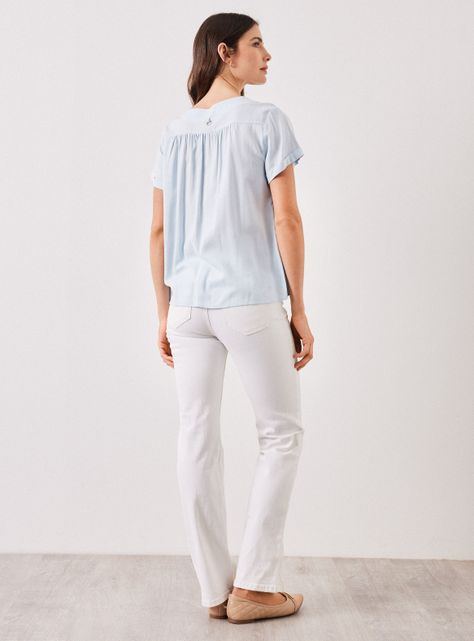Blusa de Lino con Botones en Cuello-5