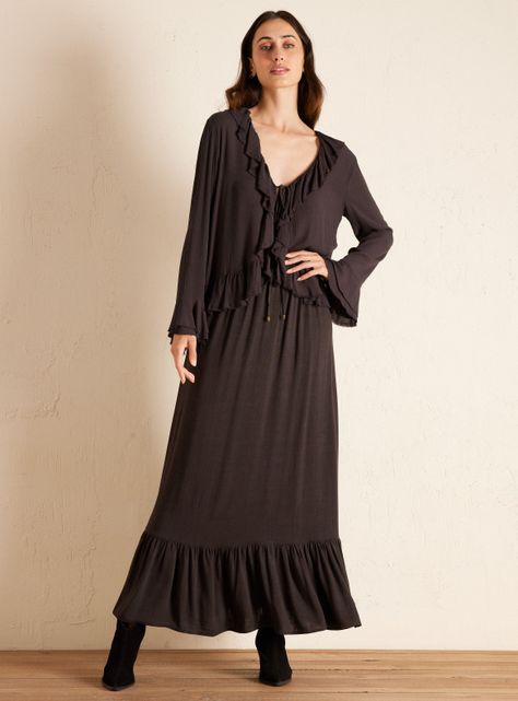 Falda Larga Maxi de Lino-4