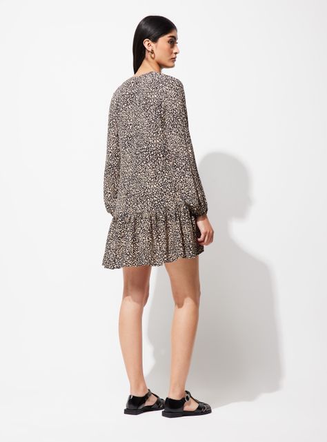 Vestido Abotonado con Corte Inferior y Estampado-5