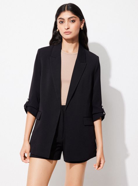 Blazer Básico de Manga con Pasador-0