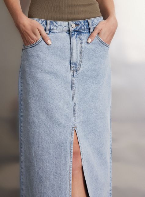 Falda Denim con Abertura Delantera-2