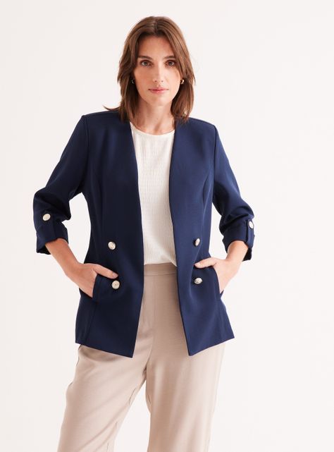 Blazer Doble Botón Manga Roll Up-0