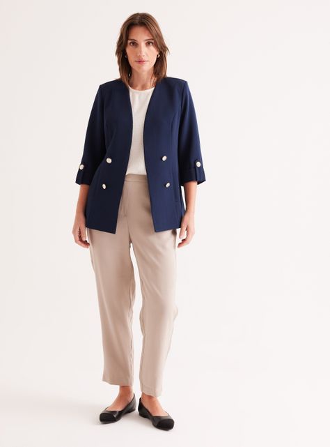Blazer Doble Botón Manga Roll Up-4